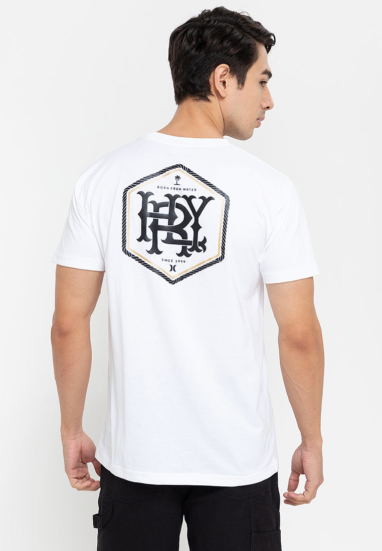 Men's White Hurley Metallic Print Graphic Tee