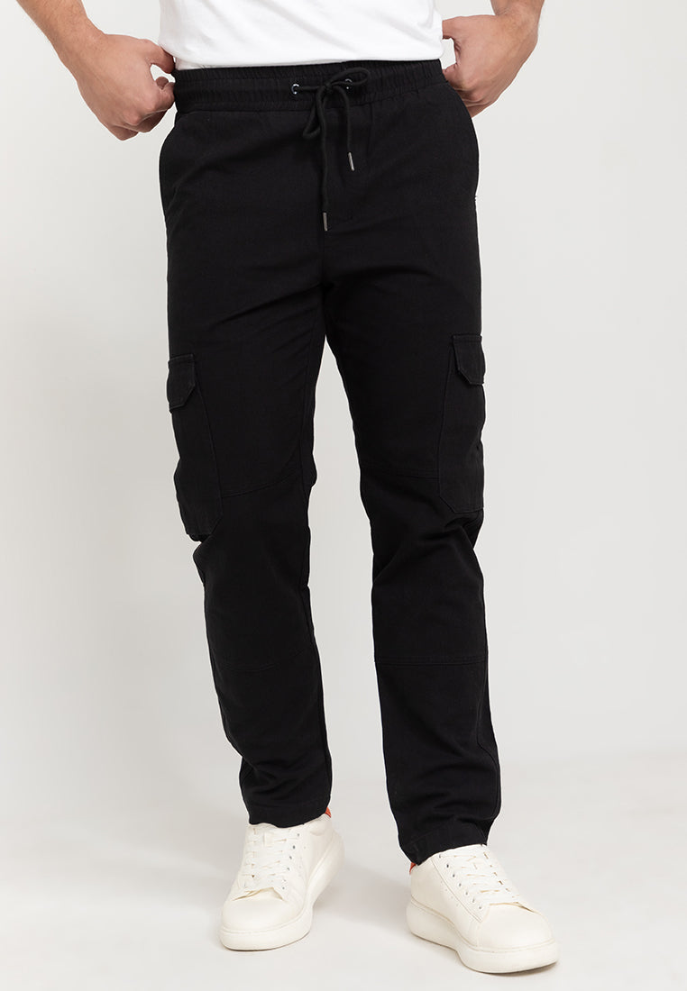 Men's Black Twill Cargo Pants