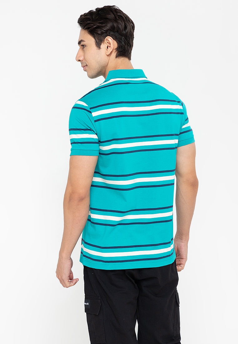 Hurley Men's Blue Coral Striped Poloshirt