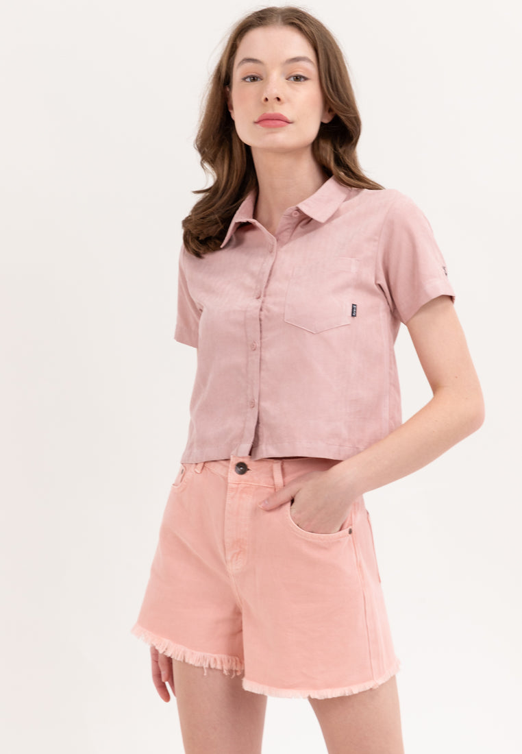 Hurley Ladies Pink Button Down Shirt